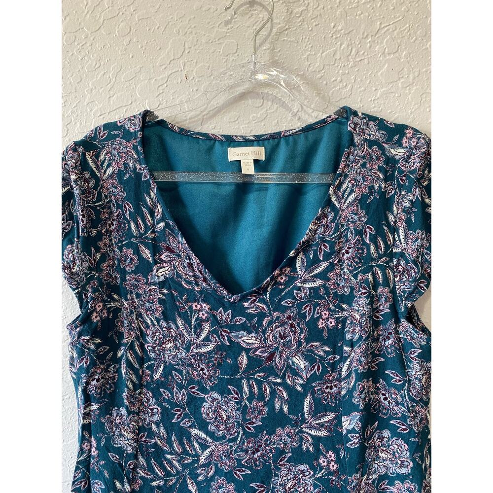 Garnet Hill Teal Floral Women's Dress Size 6 Paisley Boho - Picture 2 of 9